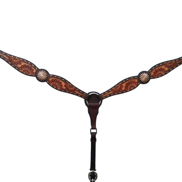 Bar H Equine American Leather Horse Saddle Tack One Ear Headstall | Breast Collar Browband Wither Strap Set for Horses BER112